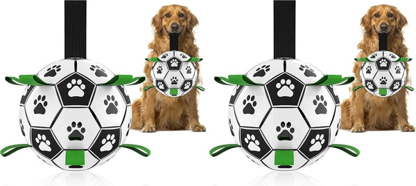QDAN Dog Toys Dog Balls, 6 Inch Dog Soccer Ball with Straps, Herding Balls | Dog Birthday Toy, Balls for 20-40Lbs Dogs, Outdoor Puppy Toys to Keep Them Busy, Interactive Toy for Tug, Pool Water Toy Ball36