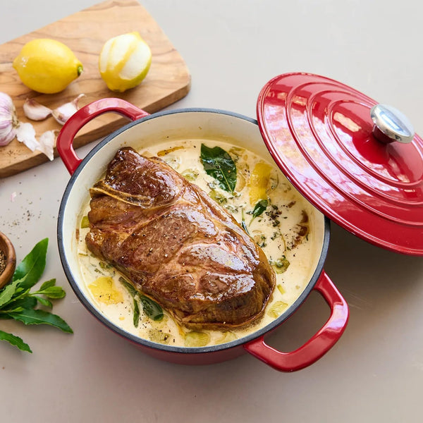 Sur La Table Enameled Cast Iron round Dutch Oven, 5 Qt, Red3