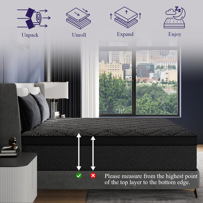 Upgraded Luxury 12 Inch Hybrid Twin Size Mattress in a Box, Medium Firm | Cooling Gel Memory Foam & Pocket Springs, 7-Zone Support, Back Pain Relief, Extra Edge Support, Certipur-Us, 365-Night Trial7