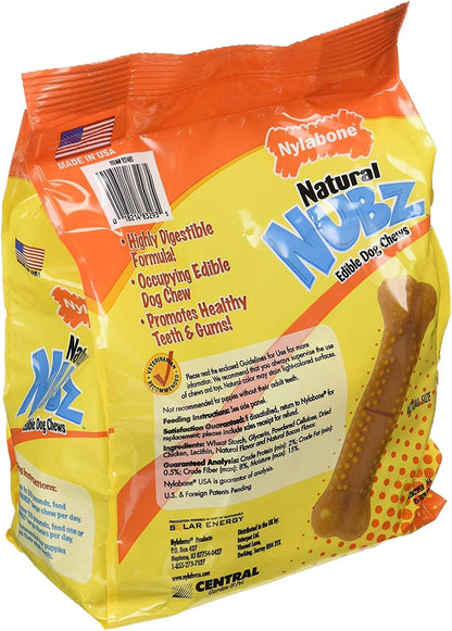 (Pack of 2) Nylabone Natural Nubz Edible Dog Chews 22Ct. (2.6Lb/Bag) -Total 5.2Lb (Limited Edition) | Teeth Cleaning Texture, Plaque & Tartar Control, Digestible, Resealable Pouches, Real Meat Flavor, All Breed Sizes1