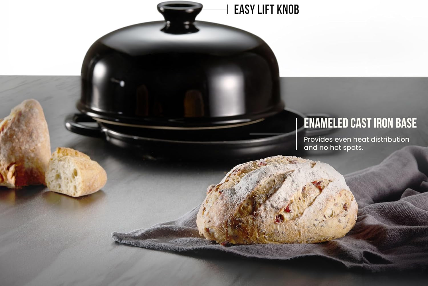 bread-oven-with-lid-and-handles-enameled-cast-iron-pan-and-ceramic-lid-for-baking-cooking-roasting-and-more-black