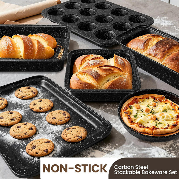 Pots and Pans Set Non Stick, 31 Piece Kitchen Induction Cookware & Bakeware Set, Nonstick Kitchen Cooking Pans Set with Frying Pans Set Grill Pan Saucepan Baking Sheet & Utensils, PFOA Free4