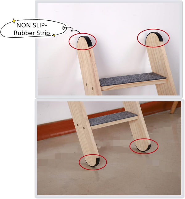 SHENGOCASE Solid Wood Wall Leaning Cat Ladder for Indoor Cats and Small Medium Dog, Stair Step for Window Bed, Wall Climbing Furniture (47.2")3