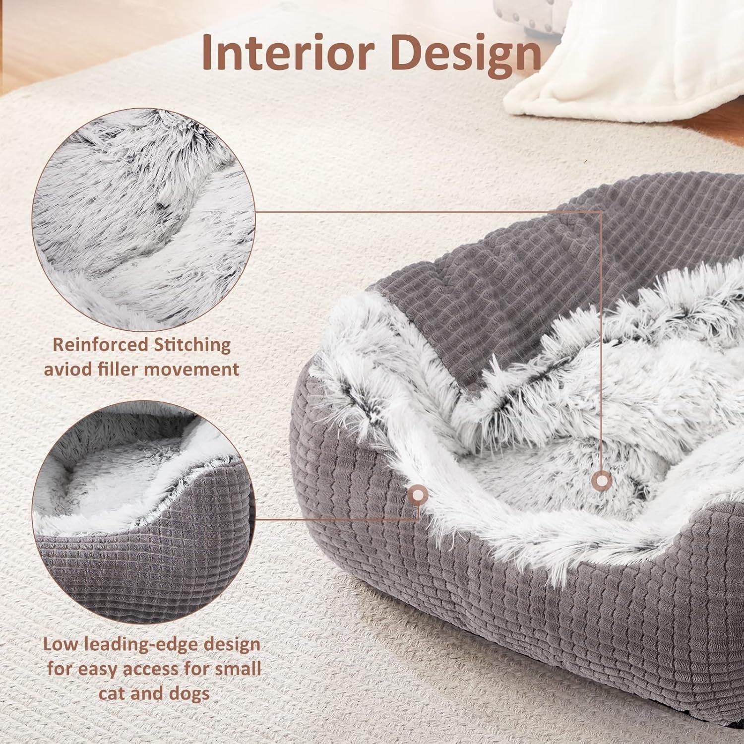 mixjoy-dog-beds-for-small-dogs-rectangle-cave-hooded-blanket-puppy-bed-luxury-orthopedic-cat-beds-for-indoor-cats-warmth-and-machine-washable-20-inches-grey