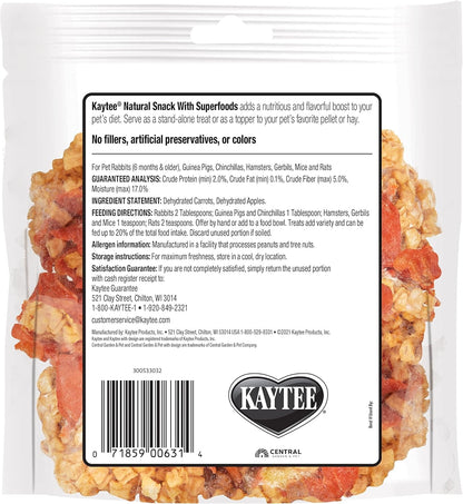 Kaytee Natural Snack with Superfoods for Pet Guinea Pigs, Rabbits, Hamsters, and Other Small Animals, Apple & Carrot, 2.5 Ounces6
