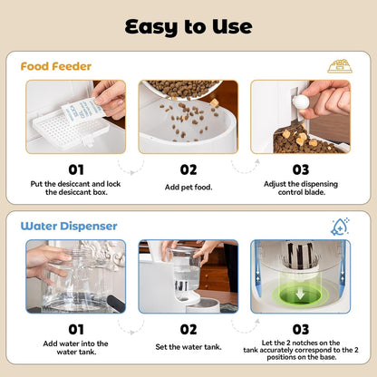 Automatic Cat Feeder 2-In-1 Set with Stainless Steel Bowls | Dog Feeding & Watering Supply with Stailess Steel Bowls Large Capacity Low Noise8
