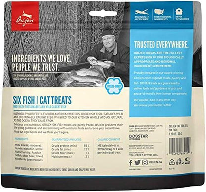 ORIJEN 3 Pack of Six Fish Freeze-Dried Cat Treats, 1.25 Ounces Each, Made in the USA2