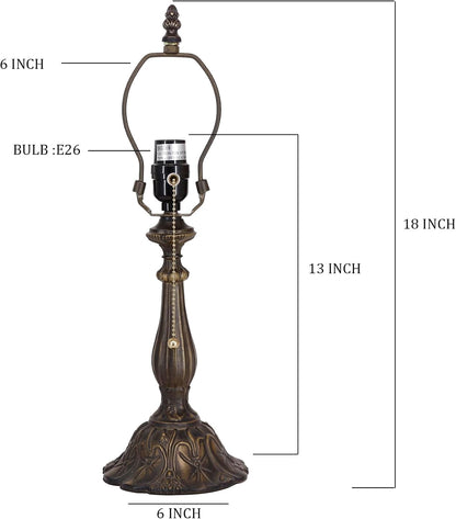 Table Lamp Base Replacement Only (A (W 6 H 18 Inch)) | Fit for 8, 10, 12 Inch Tiffany Style Stained Glass Lampshade, Dark Bronze Finish,Resin, Push Switch on Cord2