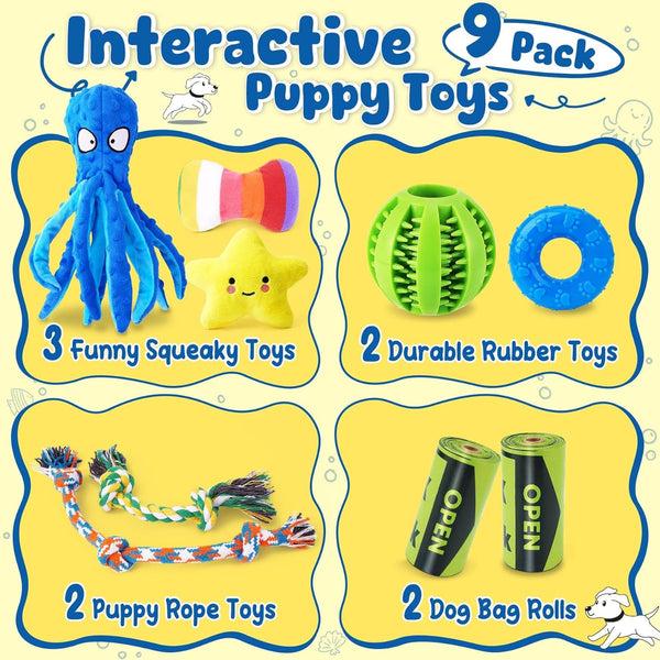 KIPRITII 9-Pack Interactive Puppy Dog Toys for Small Dogs No-Stuffing Squeaky Octopus-Shaped Toy, Cute Plush & Engaging Chew Toys for Puppy Teething to Keep Them Busy2