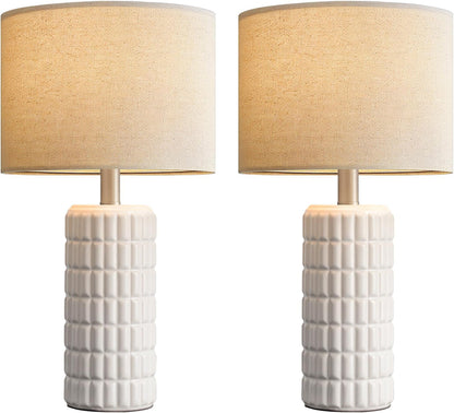 23" Modern Ceramic Table Lamps Set of 2, Lamps for Bedroom, White | Lamps for Living Room, Bedroom, Bedside, Night Stands, End Table, Desk, Farmhouse Home Decor8