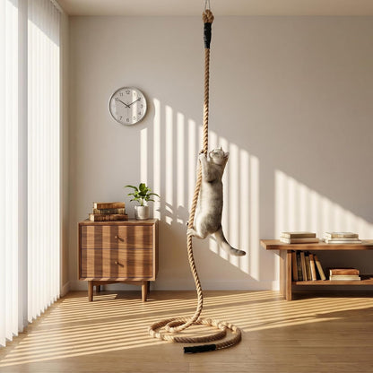 1.38" X 6.56Ft Cat Climbing Rope for Ceiling & Wall Mounted,Cat Climbing Sisal Rope Furniture Pole Scratching Post for Indoor and Outdoor Cats Scratching Playing10