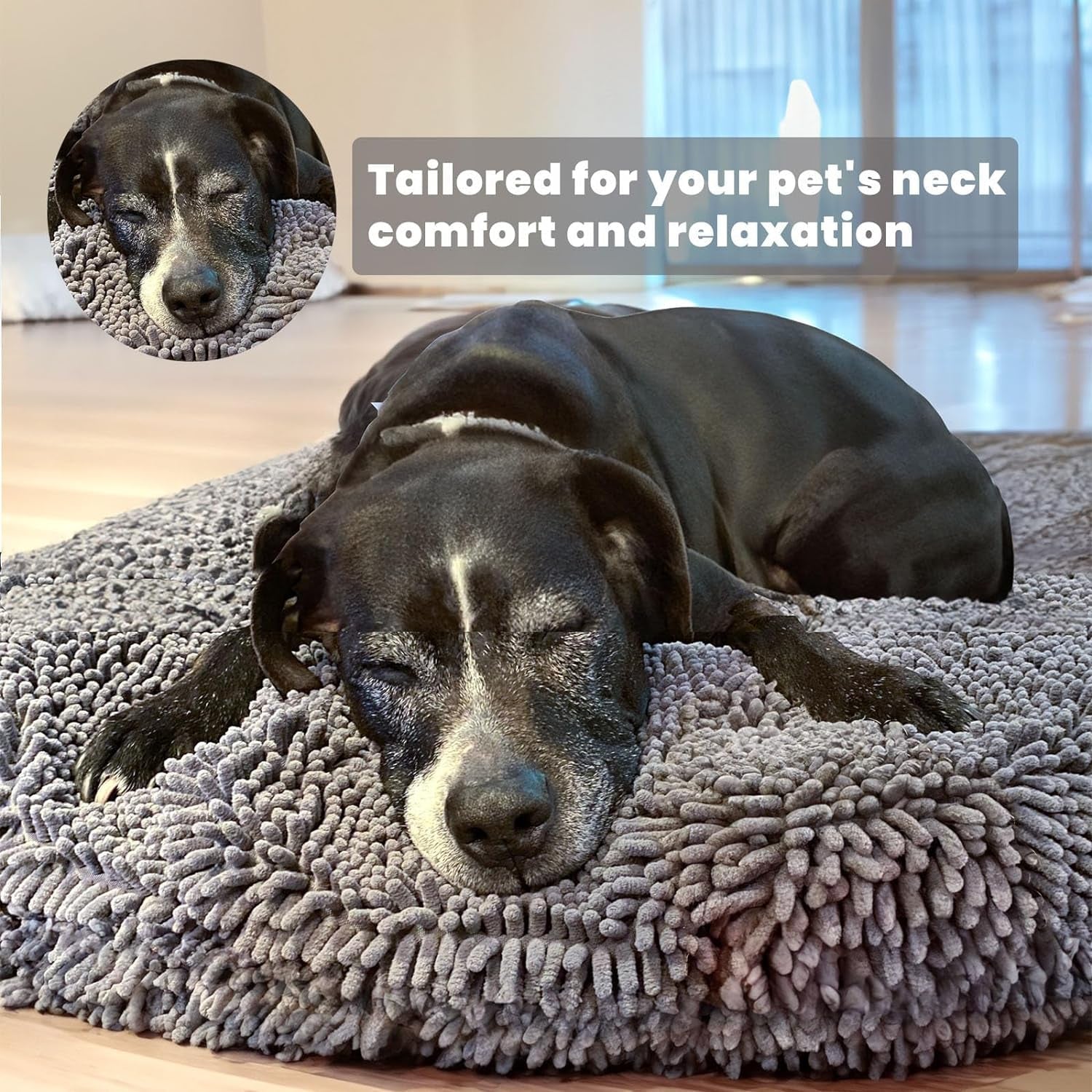 muddy-mat®-cloud-k-9-dog-beds-for-small-dogs-cats-soft-relaxing-round-dog-bed-chenille-material-removable-cover-washable-dryer-safe-grey-small25x25
