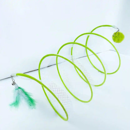 Self Play Cat Hunting Spiral Tunnel Toy, Folded Cat Spring Tunnel Toys for Indoor Cats (Green)7