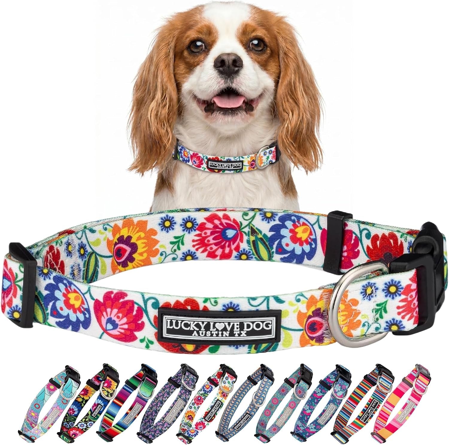 lucky-love-dog-easy-click-buckle-dog-collar-with-leash-set-combo-durable-comfortable-for-male-female-dogs-pet-collar-for-medium-dogs-secure-fit-blackbird-combo-medium