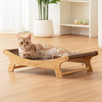 XL Sisal Cat Scratcher Bed with Elevated Hammock for Indoor Cats, Replaceable Natural Sisal Pad, Large Cat Lounge, Anti-Slip No-Wobble Bamboo Frame, Olive Green11
