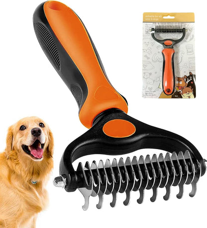 Undercoat Rake for Dogs, 2 in 1 Dematting Comb & Deshedding Tool for Long Hair Pets, Pet Hair Grooming Brush, Clear Mats and Tangles, Reduces Shedding by 95%1