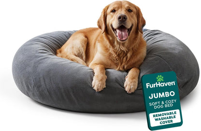 Furhaven Soft & Cozy Dog Bed for Medium/Small Dogs, Refillable W/ Removable Washable Cover & Liner, for Dogs up to 35 Lbs - Plush Faux Fur Bean Bag Style Ball Bed - Espresso, Medium11