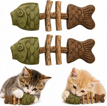 Sterling Whiskers Cat Chew Stick, Catnip & Silvervine Fishbone Toy, 2 PCS | Natural Catnip & Silvervine, Fishbone Texture, Chewing Enrichment, Oral Care Support, Indoor Cat Toy1