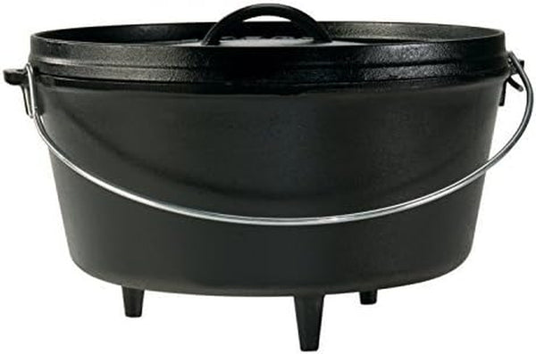 Seasoned Cast Iron Dutch Oven Bundle - 12 Inch Deep Camp Oven, Lid Lifter and Accessories2