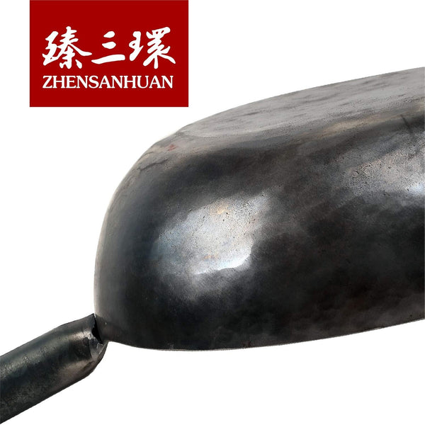 Zhensanhuan Chinese Handhammered Iron Woks and Stir Fry Pans, Non-Stick, No Coating, Induction Suitable, 章丘铁锅，舌尖上的中国，A Bite of China (28CM)4