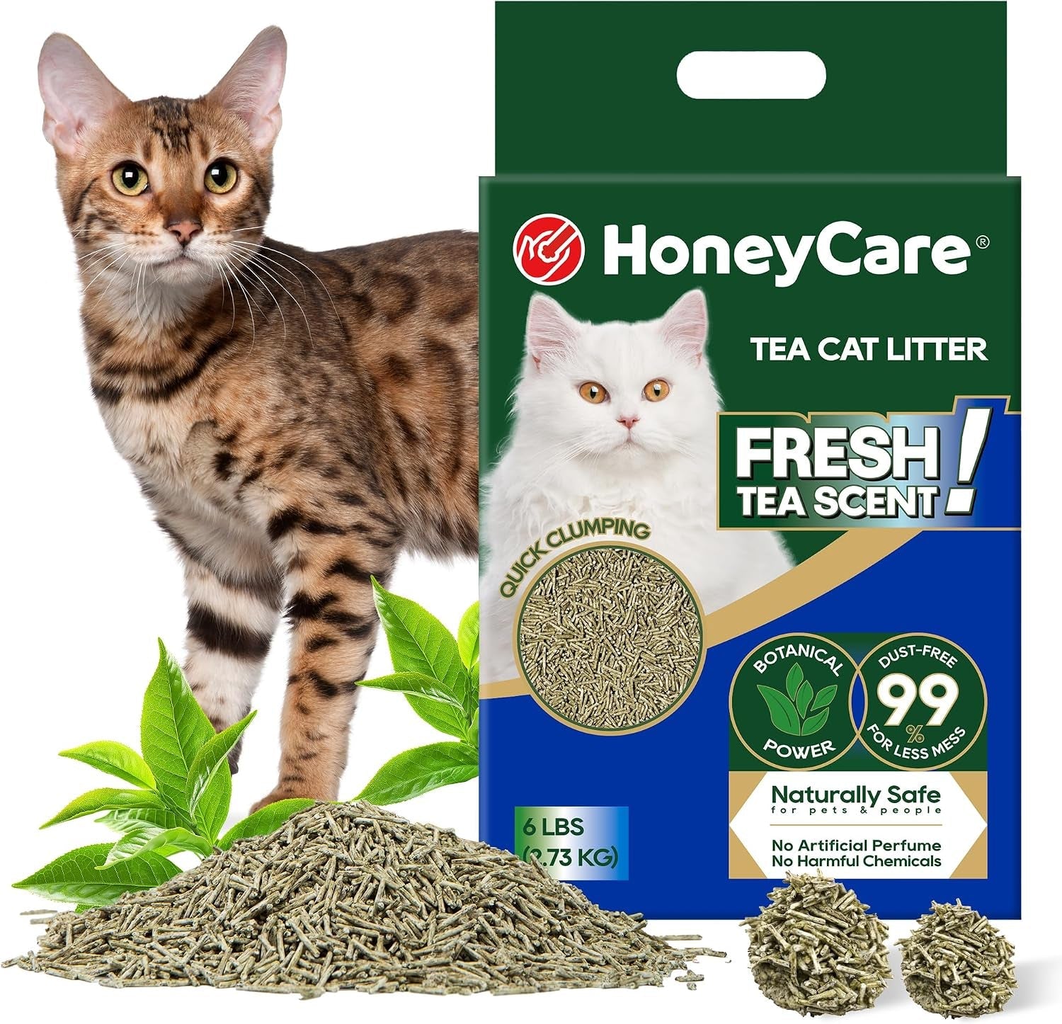 honeycare-tea-cat-litter-natural-plant-based-formula-long-lasting-odor-control-99-dust-free-low-tracking-flushable-cat-litter-6-lbs