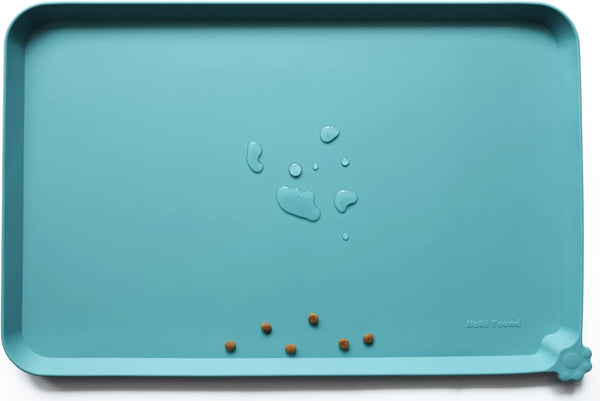 Hoki Found -Waterproof Pet Feeding Mats with High Lips - Multiple Size and Colors for Dogs, Cats & Others-G12