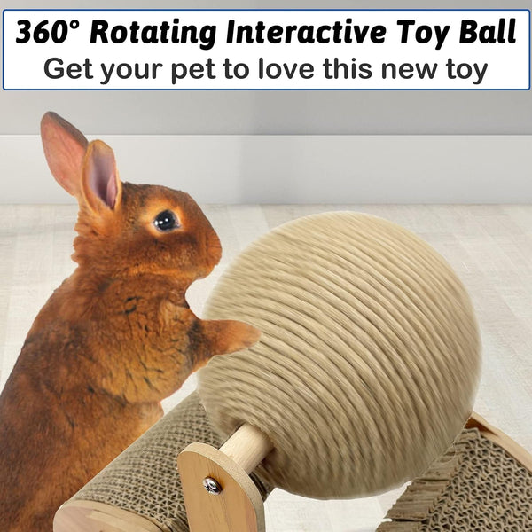 Fhiny Rabbit Scratch Toy, Natural Sisal Rabbit Scratching Ball with Cardboard Pad 2-In-1 Bunny Claw Scratcher Interactive Toys Nail Scratching Post for Indoor Pets Kittens Ferrets Small Animals7