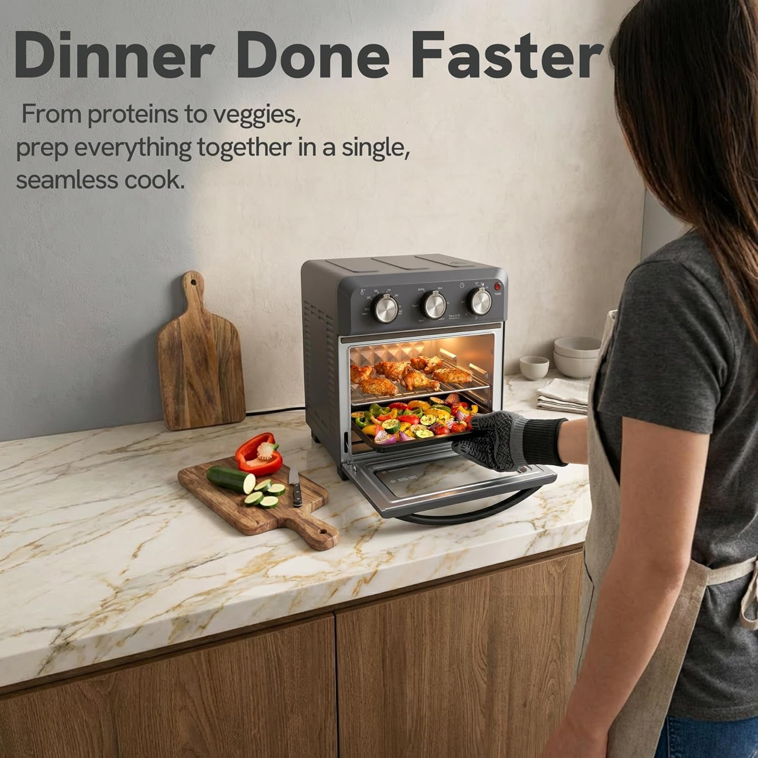 6-in-1-retro-air-fryer-toaster-oven-combo-compact-12-7-qt-small-countertop-convection-oven-fits-9-pizza-4-toast-hexagon-hybrid-heating-enamel-baking-pan-included-dark-grey-color