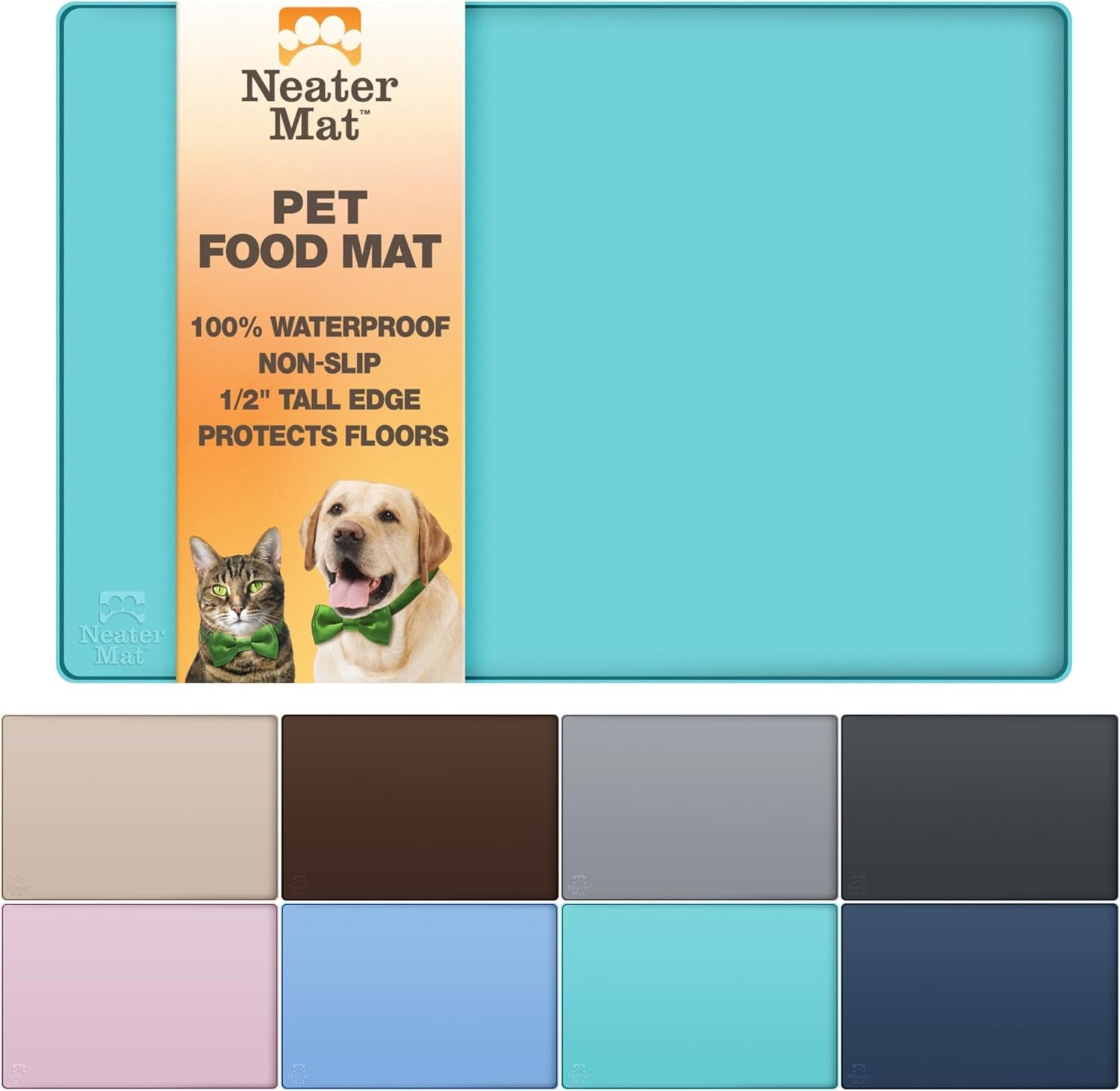 neater-pet-brands-neater-mat-pet-mats-for-food-and-water-cat-dog-bowl-mat-waterproof-silicone-feeding-tray-dog-food-mats-for-floors-placemat-w-raised-edge-for-under-bowls-16-x-10-cappuccino