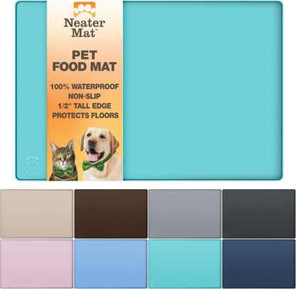Neater Pet Brands Neater Mat Pet Mats for Food and Water, Cat & Dog Bowl Mat Waterproof Silicone, Feeding Tray, Dog Food Mats for Floors, Placemat W/Raised Edge for under Bowls, 16” X 10”, Cappuccino14