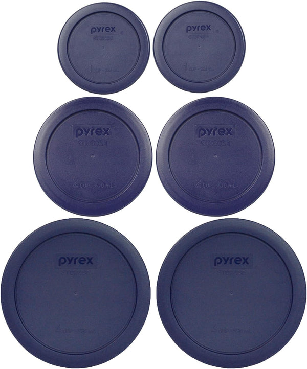 6 Piece Blue Food Storage Lid Set - Made in USA | Bpa-Free Plastic | round Shapes | Fits 7202 | 7200 & 7201 Glass Bowls | Dishwasher Safe1