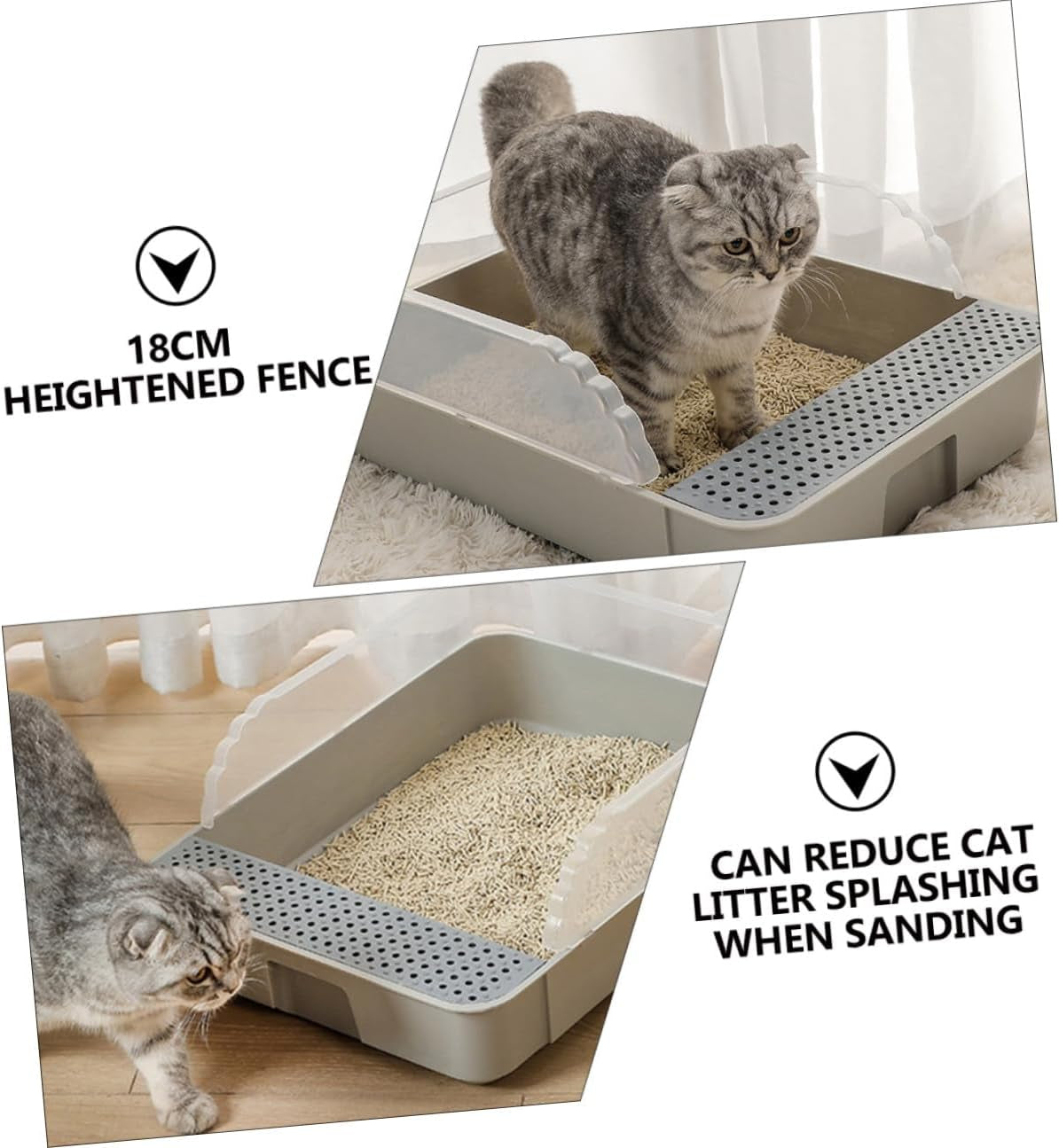 semi-enclosed-cat-litter-pan-toilet-detachable-anti-splash-durable-polymer-kitten-litter-box-small-grey-potty-for-indoor-cat-housebreaking