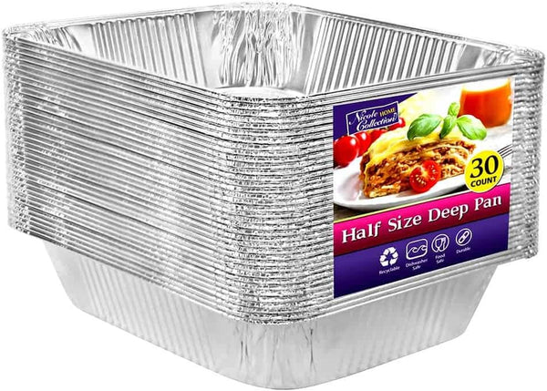 Aluminum Pans Half Size, 9X13, Extra Heavy Duty Disposable Foil Pans for Baking (30 Pack) Roasting & Chafing, Deep Tin Foil Bakeware, Steam Table Tray, Cookware, Food Prepping, Cake & Oven Pan1