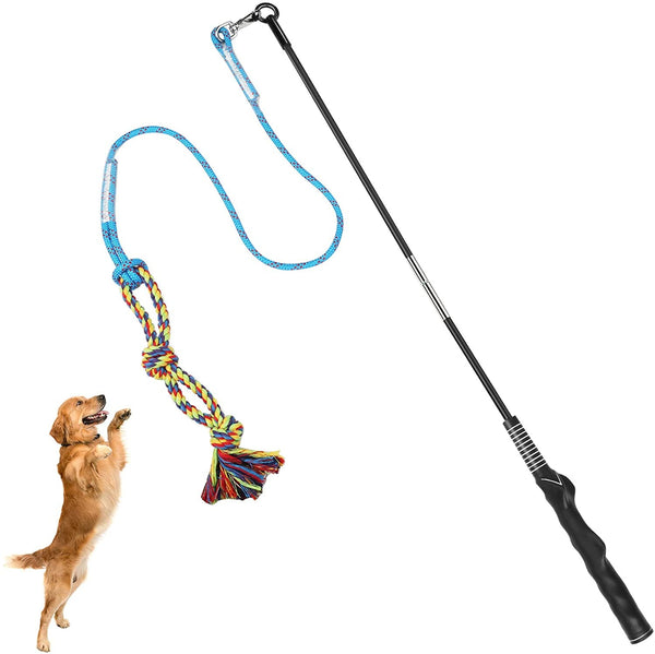 Flirt Pole for Dogs Interactive Chase Toy for Large Medium Small Puppy Dogs | for Chase and Tug of War, Dog Teaser Wand with Lure, Chewing Toy, for Outdoor Exercise & Training,Easy to Use,Carry, Sturdy1