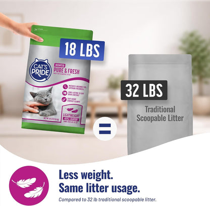Cat'S Pride Premium Lightweight Clumping Litter: Pure & Fresh - up to 10 Days of Powerful Odor Control - Multi-Cat, Scented, 18 Pounds3