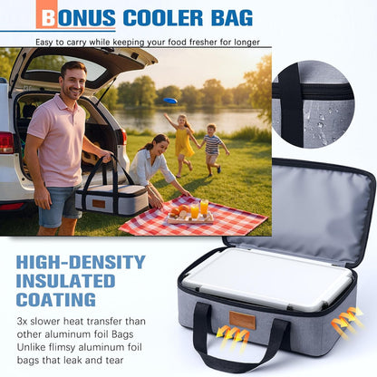 Chilled Portable Snackle Box Container with Ice Pack, Divided Serving Tray with Insulated Bag, Beach Essentials for Summer, Snack Containers for Road Trip Charcuterie Snack Picnic, White5