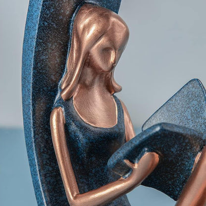2PCS 11''H Girl Statues, Reading Girl Sculptures Ornaments, Blue | Abstract Sculptures, Yoga Girl Collectible Figurines for Home Office Living Room Table Bookshelf Desk Housewarming Décor9