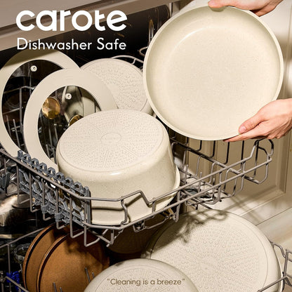 25Pcs Ceramic Cookware Set, Pots and Pans Set with Detachable Handle | Non-Stick, Non-Toxic, PFAS & PFOA Free, Induction Compatible, Dishwasher & Oven Safe, Space Saving, Camping Cooking, Oatmeal5