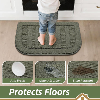 30X18 Inch Kitchen Rugs Non Slip Washable Kitchen Sink Rug, Green | Durable Kitchen Mat, Absorbent Kitchen Mats for Floor, Stain Resistant Small Kitchen Rug, Semicircular Easy Clean & TPR Grip5