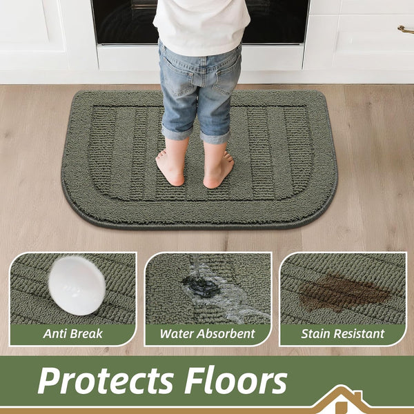 30X18 Inch Kitchen Rugs Non Slip Washable Kitchen Sink Rug, Green | Durable Kitchen Mat, Absorbent Kitchen Mats for Floor, Stain Resistant Small Kitchen Rug, Semicircular Easy Clean & TPR Grip5
