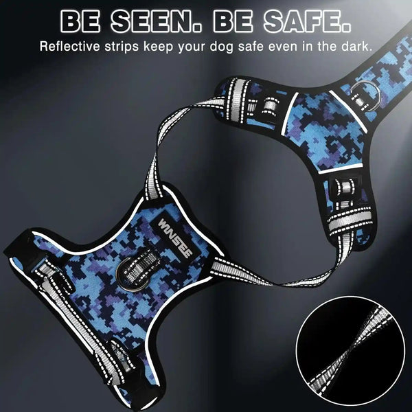 Dog Harness No Pull, Pet Harnesses with Dog Collar, Adjustable Reflective Oxford Outdoor Vest, Front/Back Leash Clips for Small, Medium, Large, Extra Large Dogs, Easy Control Handle for Walking7