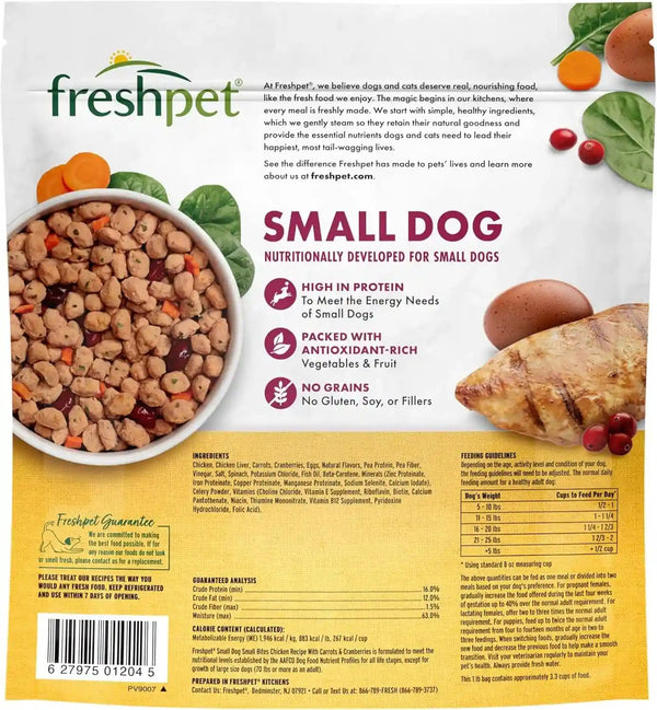 Freshpet Healthy & Natural Food for Small Dogs/Breeds, Fresh Grain Free Chicken Recipe, 1Lb, Yellow (6-27975-01204-5)3