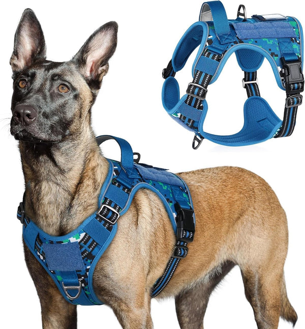 Rabbitgoo Tactical Dog Harness for Large, No Pull Military Service Vest | Molle & Handle, Heavy Duty, Adjustable, Reflective Straps, Easy Control for Training Walking, Black, Large72
