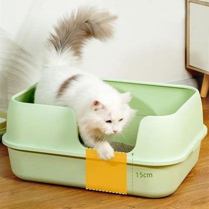 Pet Supplies, High-Sided Semi-Enclosed Cat Litter Box for Big Cats & Rabbits, Detachable(Green)4