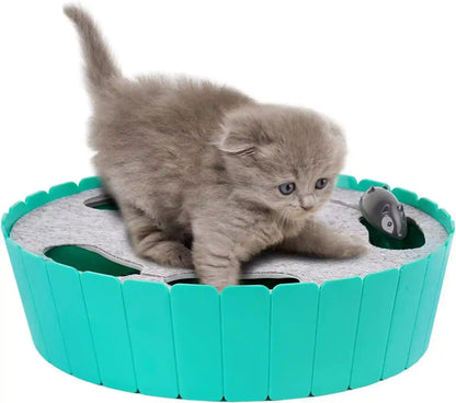 Pawaboo Interactive Cat Toy with Running Mouse, Electronic Motion Cat Toy Automatic Teaser for Indoor Cats, Pop and Play Hide Seek Cat Toys Hunting Mouse for Pet Cat Kitten Play Fun Exercise, Green13