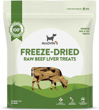 Mclovin'S Pet Freeze Dried Raw Beef Liver Dog Treats and Toppers, 14 Oz. - Single Ingredient, Grain-Free, Gluten-Free, High-Protein Treat – Healthy Dog Training Treats1