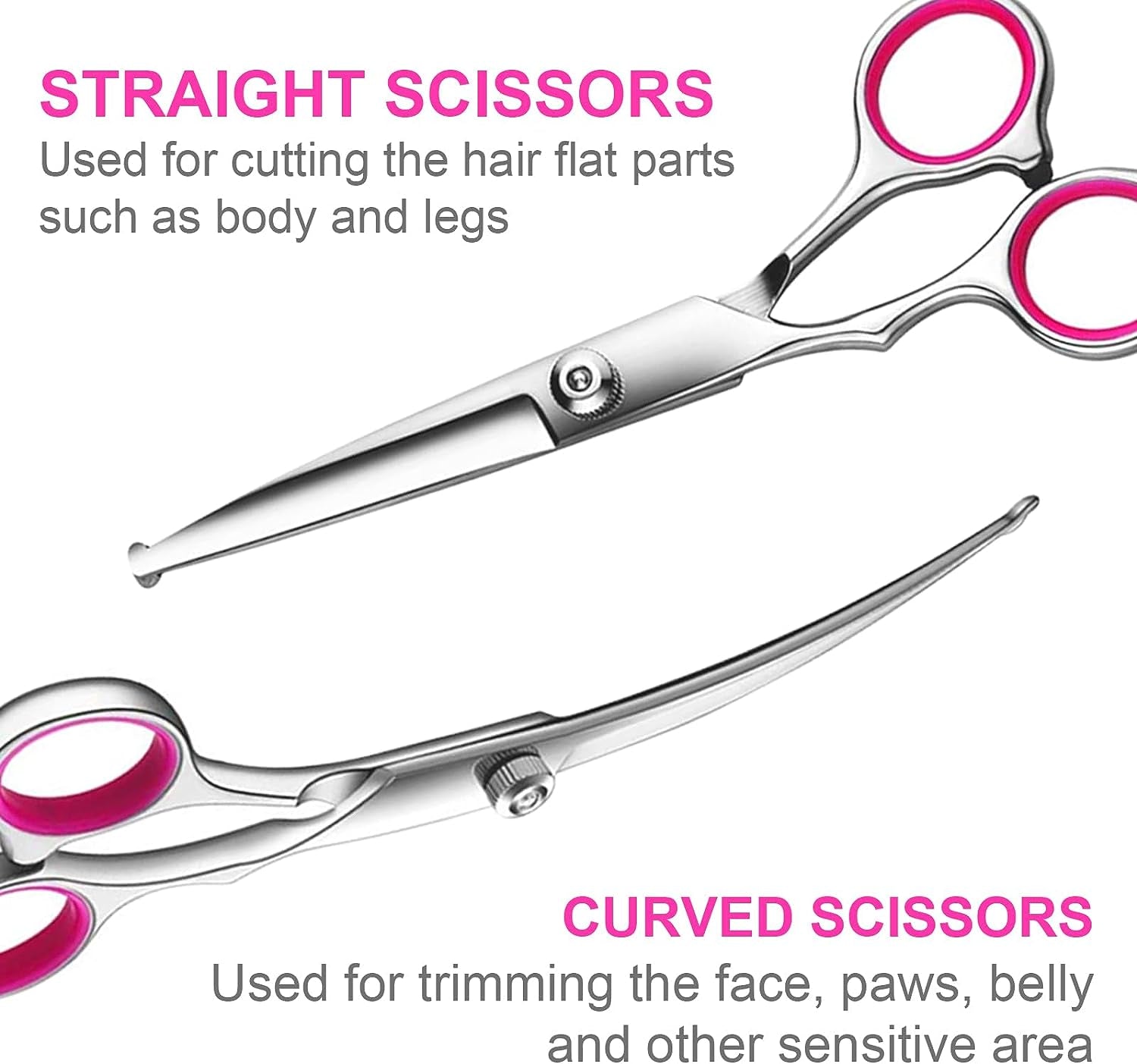 tinmarda-dog-grooming-kit-professional-stainless-steel-dog-grooming-scissors-with-curved-shears-pink-finger-rings-4-piece-sharp-durable-pet-shears-for-dogs-cats-at-home-salon-quality-grooming