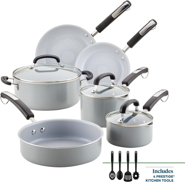 Ecoadvantage Ceramic Nonstick Cookware/Pots and Pans Set, 13 Piece - Gray3