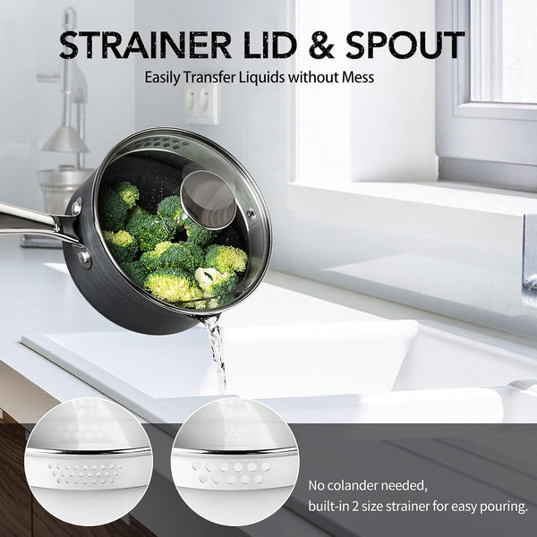 Hard Anodized Cookware Set - 10 Pcs Non Stick Pots and Pans Set with Granite Interior, Induction Cookware Set with Steamer Insert5