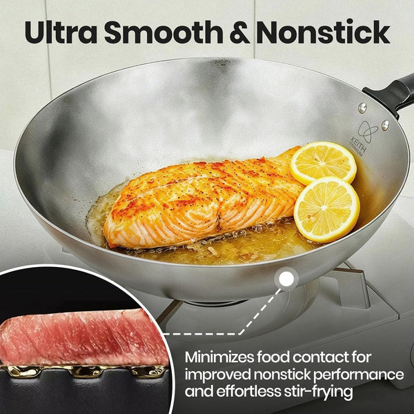 14'' Titanium Wok Pans for Cooking, Non-Stick Stir Fry Pan with Lid | Pure Titanium Cookware, 5 Quarts Capacity, Non Toxic Wok, PFAS, PFOA & PTFE Free, Gas & Open Fire Only, Dishwasher Safe3